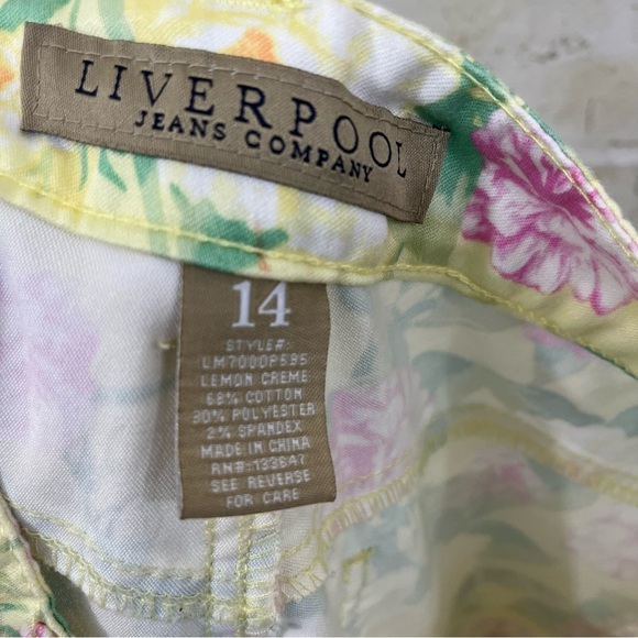 Liverpool Yellow Floral Straight Leg Capri Pants - Picture 11 of 15